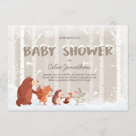 Woodland Baby Dusche Einladung Winterschneeflocken