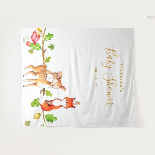 Woodland Baby Dusche Foto Stand Hintergrund Wandteppich (Vorderseite (Horizontal))