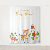 Woodland Baby Dusche Foto Stand Hintergrund Wandteppich (Vorderseite)