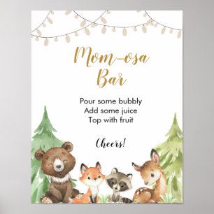 Woodland Baby Dusche Momosa Bar Poster