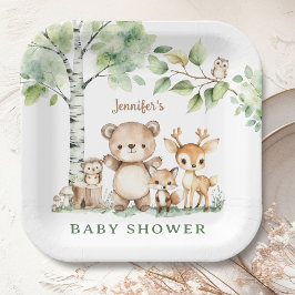 Woodland Baby Dusche Niedliche Waldtiere Pappteller