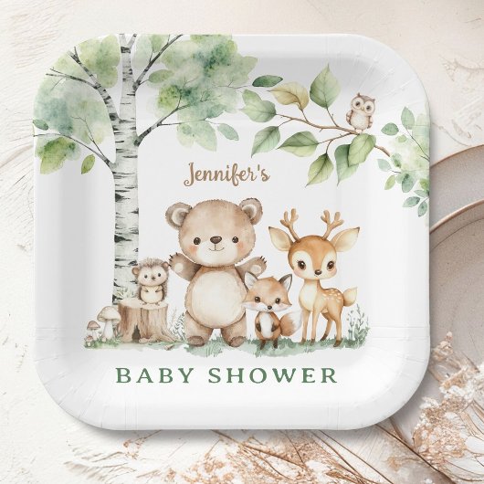 Woodland Baby Dusche Niedliche Waldtiere Pappteller