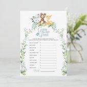 Woodland Baby Dusche Preis Spiel Einladung (Stehend Vorderseite)