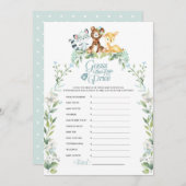 Woodland Baby Dusche Preis Spiel Einladung (Vorne/Hinten)