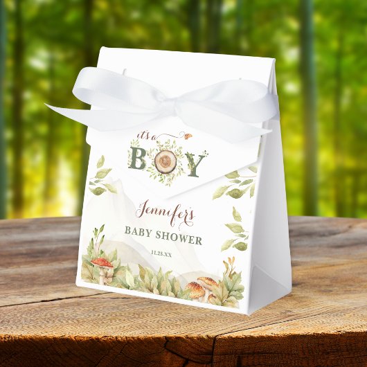 Woodland Baby Dusche Rustikale Pilze Grünpflanzen Geschenkschachtel