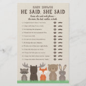 Woodland Baby Dusche sagte er sagte, sie sagte Spi Flyer (Vorne)