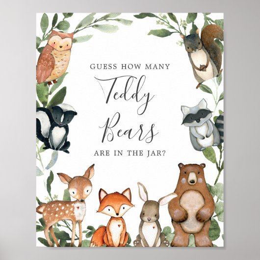 Woodland Baby Dusche schätzt wie viele Teddy Bären Poster (Vorne)