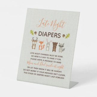 Woodland Baby Dusche Spätnächtliche Windeln signie Sockelschild