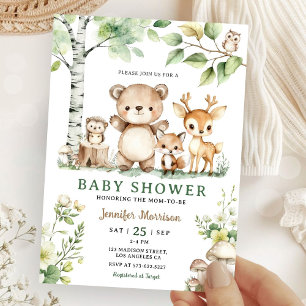 Woodland Baby Dusche Süße Tier Forest Watercolor Einladung