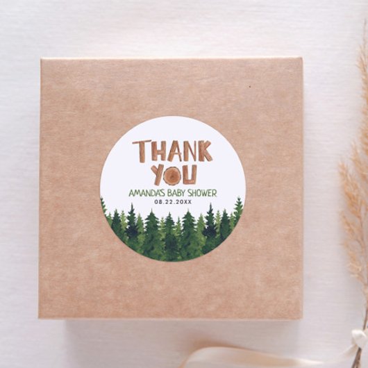 Woodland Baby Dusche Vielen Dank Runder Aufkleber