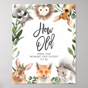 Woodland Baby Dusche wie alt waren sie zu spielen Poster