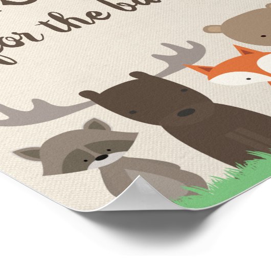Woodland Baby Dusche Wünsche für Babysignatur Poster (Ecke)