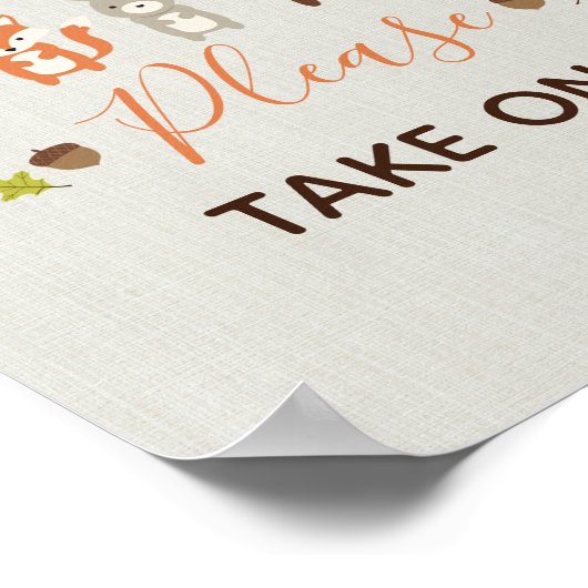 Woodland Baby Duschfavoriten Bitte ein Zeichen neh Poster (Ecke)