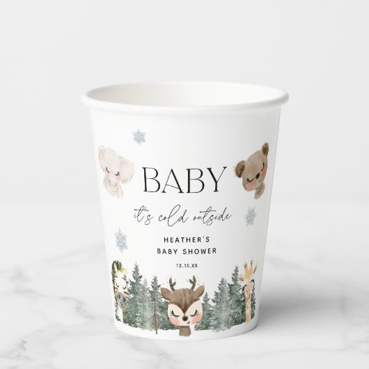 Woodland Baby Es ist kalte Außendusche Pappbecher (Rückseite)