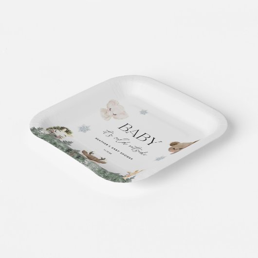 Woodland Baby Es ist kalte Außendusche Pappteller (Gewinkelt)