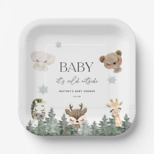 Woodland Baby Es ist kalte Außendusche Pappteller
