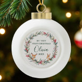 Woodland Baby First Christmas Personalisiert Keramik Kugel-Ornament