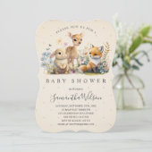 Woodland Baby Fox Deer Bunny Oaster Baby Showdusch Einladung (Stehend Vorderseite)