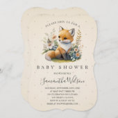 Woodland Baby Fox Spring Baby Dusche Einladung (Vorne/Hinten)
