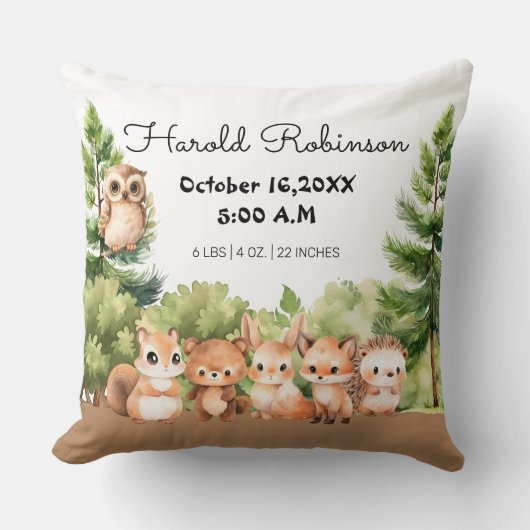 Woodland Baby-Geschenk Kissen (Vorderseite)