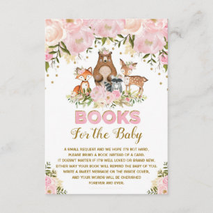 Woodland Baby Girl Blush Gold Floral Buchen Begleitkarte