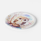 Woodland Baby Girl Shower zum Thema "Owl" Pappteller (Schrägansicht)