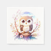Woodland Baby Girl Shower zum Thema "Owl" Serviette (Vorderseite)