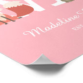 Woodland Baby Initial Monogram Pink Kinderzimmer Poster (Ecke)