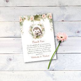 Woodland Baby mit Niedlichem Igel Dankeskarte