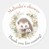 Woodland Baby mit Niedlichem Igel Runder Aufkleber (Vorderseite)