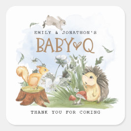Woodland Baby Q Backyard Babydusche Vielen Dank Quadratischer Aufkleber