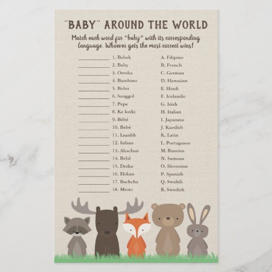 Woodland Baby Rund um das World Translation Game Flyer (Vorne)