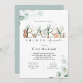 Woodland Baby Shooter by Mail Forest Animals Einladung (Vorne/Hinten)