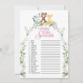 Woodland Baby Shooter Word Scramble Game Einladung (Vorderseite)