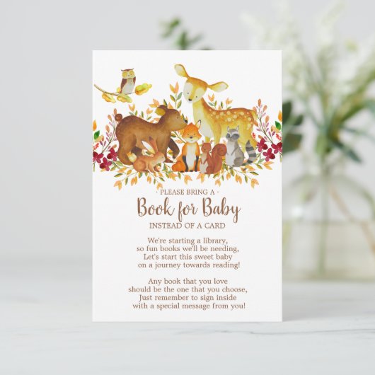 Woodland Baby Showbook for Baby Card Einladung (Stehend Vorderseite)