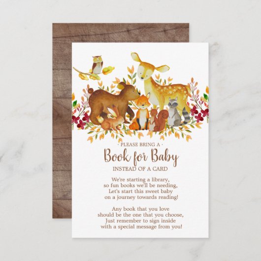 Woodland Baby Showbook for Baby Card Einladung (Vorne/Hinten)