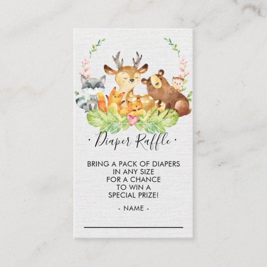 Woodland Baby Showdiaper Raffle Ticket Begleitkarte (Vorderseite)