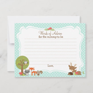 Woodland Baby Shower Advice card für die Mutter Hinweiskarte