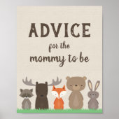 Woodland Baby Shower Advice für Mommy Sign Poster (Vorne)
