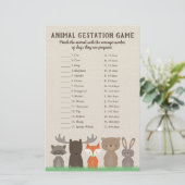 Woodland Baby Shower Animal Gestation Game Quiz (Stehend Vorderseite)