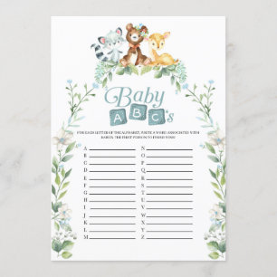 Woodland Baby Shower Baby ABCs Spiel Einladung