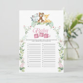 Woodland Baby Shower Baby ABCs Spiel Einladung (Stehend Vorderseite)