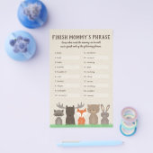Woodland Baby Shower beendet Mommy's Phrase Game Flyer (Einzeln)