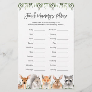 Woodland Baby Shower beendet Mummy's Phrase Game