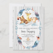 Woodland Baby Shower Boy Boho Forest Animals Einladung (Vorderseite)