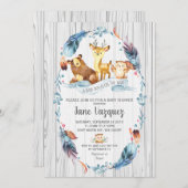 Woodland Baby Shower Boy Boho Forest Animals Einladung (Vorne/Hinten)