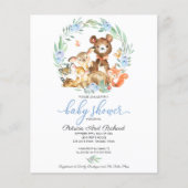 Woodland Baby Shower Budget Einladung (Vorderseite)
