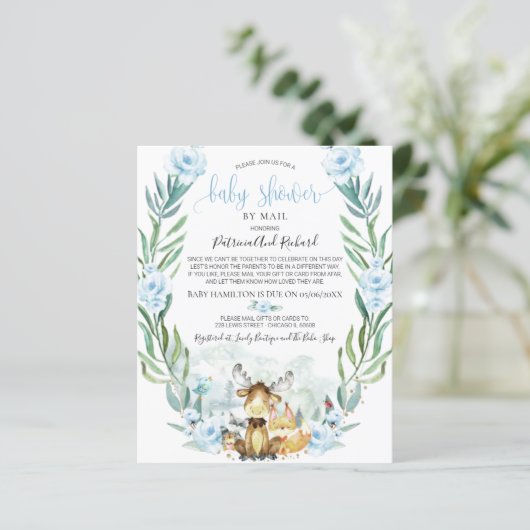 Woodland Baby Shower by Mail Einladung (Stehend Vorderseite)