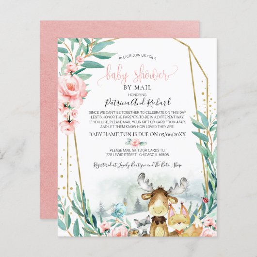 Woodland Baby Shower by Mail Einladung (Vorne/Hinten)