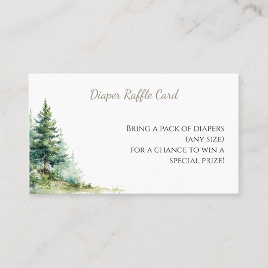 Woodland Baby Shower • Diaper Raffle Card Visitenkarte (Vorderseite)